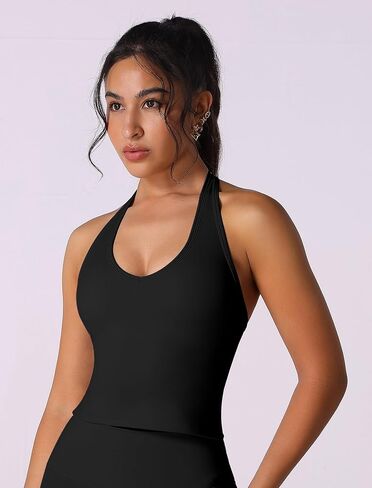 ABOCIW WOMENS STRAPTE TANK TANK مع بنيت في صدرية عاجزة عن الرقبة Longline Sports Sports Bras Yoga Gym Tops الرياضية in Saudi Arabia