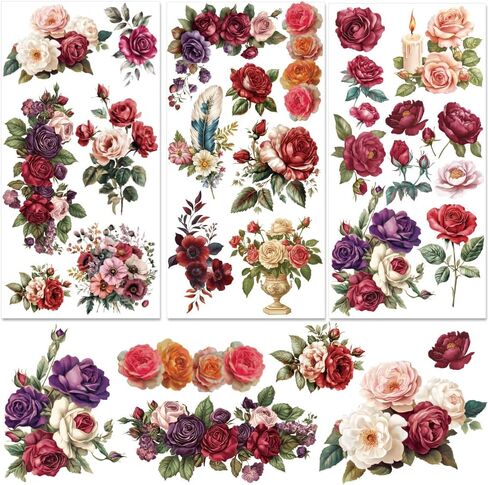 3 Sheet Rub on Floral Transfer Decals for Furniture Vintage Peach Blossom Flower Branches and Butterflies Rub on Transfer Stickers for Wood DIY Paper Window Home Decor 11.8 x 5.9 Inch in Saudi Arabia