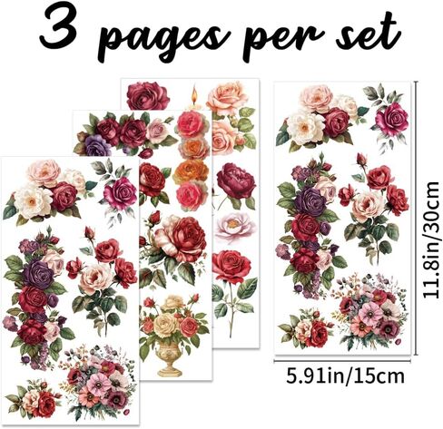 3 Sheet Rub on Floral Transfer Decals for Furniture Vintage Peach Blossom Flower Branches and Butterflies Rub on Transfer Stickers for Wood DIY Paper Window Home Decor 11.8 x 5.9 Inch in Saudi Arabia
