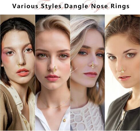 10pcs Dangle Nose Ring 20g Nose Piercing Jewelry Silver Butterfly Heart Moon Flower Leaf Star Cute Nose Rings For Women Cartilage Earring Nose Body Piercing Jewelry in Saudi Arabia