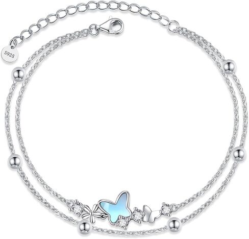 سوار yfn butterfly moonstone 925 سوار الفراشة الفضة الفضية السرير in Saudi Arabia