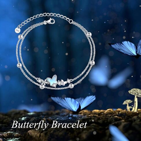 سوار yfn butterfly moonstone 925 سوار الفراشة الفضة الفضية السرير in Saudi Arabia