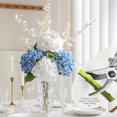 3Pcs Hydrangea Artificial Flowers, 22.44" Real Touch Latex Faux Hydrangea with Long Stems & Leaves for Home Office Decor or Wedding, Party, Centerpieces, Floral Arrangements (White) in Saudi Arabia