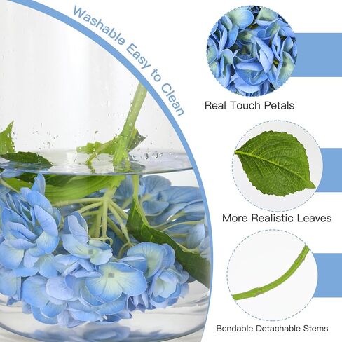 3Pcs Hydrangea Artificial Flowers, 22.44" Real Touch Latex Faux Hydrangea with Long Stems & Leaves for Home Office Decor or Wedding, Party, Centerpieces, Floral Arrangements (White) in Saudi Arabia