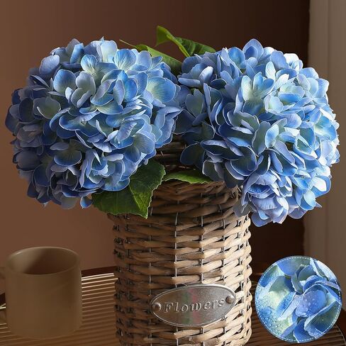 3Pcs Hydrangea Artificial Flowers, 22.44" Real Touch Latex Faux Hydrangea with Long Stems & Leaves for Home Office Decor or Wedding, Party, Centerpieces, Floral Arrangements (White) in Saudi Arabia