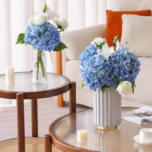 3Pcs Hydrangea Artificial Flowers, 22.44" Real Touch Latex Faux Hydrangea with Long Stems & Leaves for Home Office Decor or Wedding, Party, Centerpieces, Floral Arrangements (White) in Saudi Arabia