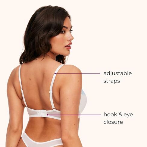 Adore Me Audrina Plunge Push Up Bra - 30A-38DD Underwire Bra for Women with Lace Bow Detail & Adjustable Straps in Kuwait