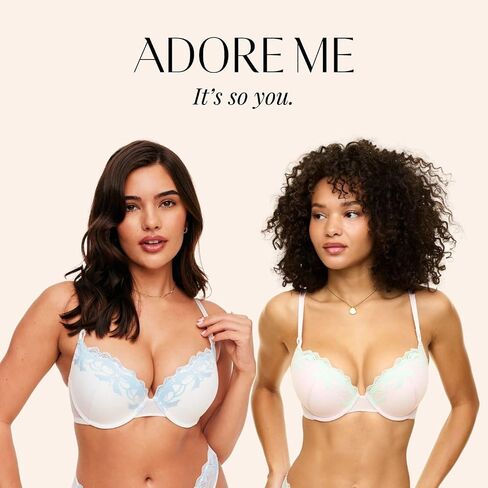 Adore Me Audrina Pray Bush Up Bra - 30a -38dd underwire bra for women with lace bow the in Kuwait
