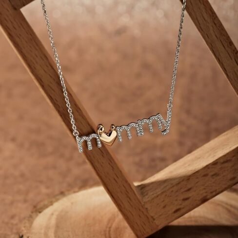 هدايا عيد ميلاد الأم من كالي تروف | قلادة من الفضة الإسترليني عيار 925 للنساء | 1/10cttw قلادة الماس الأبيض للنساء | قلادة بقلادة "الأم" هدية لها | مجوهرات الأزياء للنساء in Kuwait