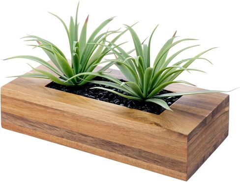 MyGift Artificial Eucalyptus Plant in Black Wood Decorative Planter Pot, Realistic Faux Indoor Greenery in Container for Tabletop Centerpiece Décor in Saudi Arabia