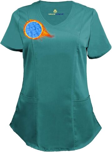 M&M SCRUBS Women's Ultra Soft Stretch Drop-Neck 2 Pocket Scrub Top in Saudi Arabia