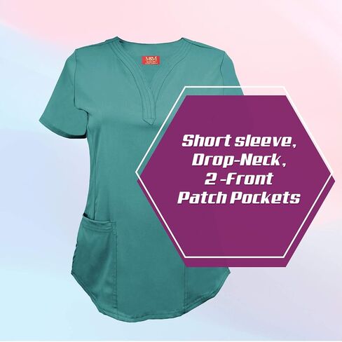 M&M SCRUBS Women's Ultra Soft Stretch Drop-Neck 2 Pocket Scrub Top in Saudi Arabia