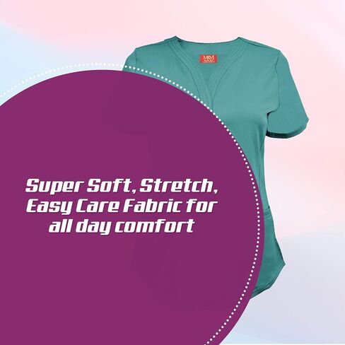 M&M SCRUBS Women's Ultra Soft Stretch Drop-Neck 2 Pocket Scrub Top in Saudi Arabia