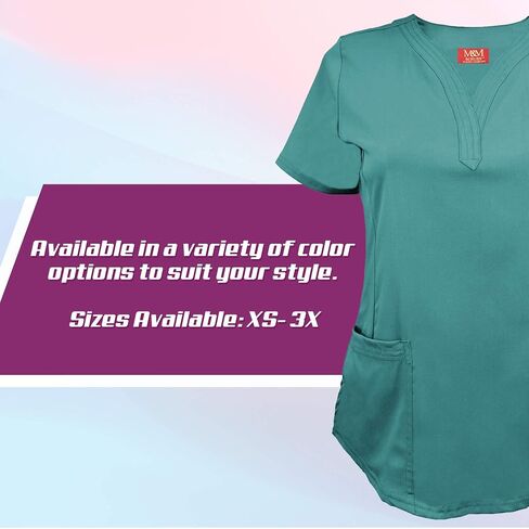 M&M SCRUBS Women's Ultra Soft Stretch Drop-Neck 2 Pocket Scrub Top in Saudi Arabia