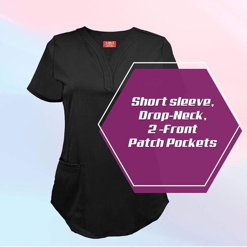 M&M SCRUBS Women's Ultra Soft Stretch Drop-Neck 2 Pocket Scrub Top in Saudi Arabia