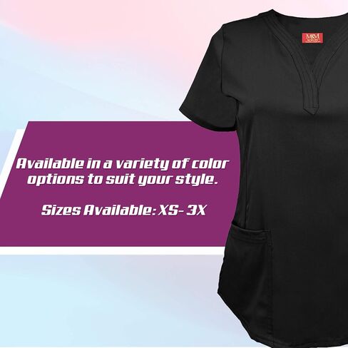 M&M SCRUBS Women's Ultra Soft Stretch Drop-Neck 2 Pocket Scrub Top in Saudi Arabia