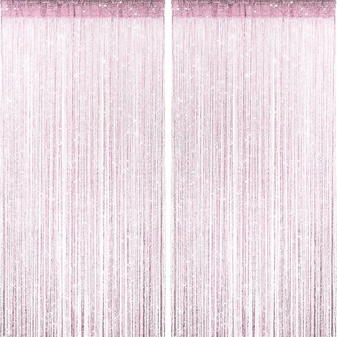2 Pieces Pink Glitter String Curtains, 39x79 Inch Doorway Beads Curtains, String Curtain for Doorway, Room, Closet Partition, Windows Wedding Party Boho Tassel Home Decoration in Saudi Arabia