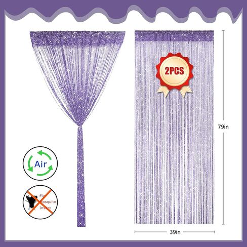 2 Pieces Pink Glitter String Curtains, 39x79 Inch Doorway Beads Curtains, String Curtain for Doorway, Room, Closet Partition, Windows Wedding Party Boho Tassel Home Decoration in Saudi Arabia