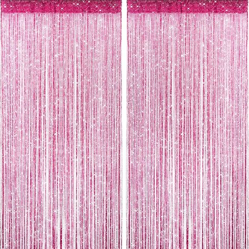 2 Pieces Pink Glitter String Curtains, 39x79 Inch Doorway Beads Curtains, String Curtain for Doorway, Room, Closet Partition, Windows Wedding Party Boho Tassel Home Decoration in Saudi Arabia