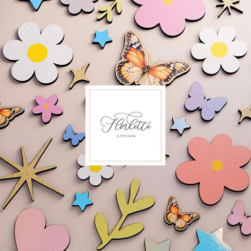 Pack of 6 Wooden Glow in Dark Stars with Glitter Effect - Wall decor with Glowing (fluorescent) folio (Small sizes mix: 1"-1.8") in Saudi Arabia