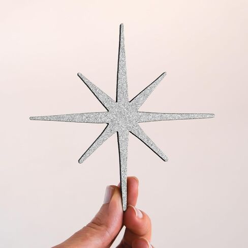 Pack of 6 Wooden Glow in Dark Stars with Glitter Effect - Wall decor with Glowing (fluorescent) folio (Small sizes mix: 1"-1.8") in Saudi Arabia