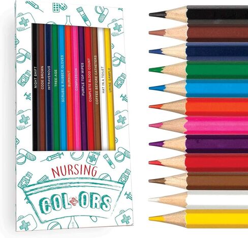 Nurse Colors Colored Pencil Set & Coloring Pages for Fans of Nurses and Nursing | Gift Set of 12 Nurse-Inspired Parody Pencils with Clever Foil-Stamped Names Plus 10 Fun Nurse Coloring Pages in Kuwait