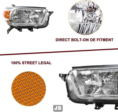 مجموعة مصباح JSBoyat متوافق مع 2010 2011 2012 2013 Toyota 4Runner ، Side Gen 4runner Driver & Passenger Side (Chrome Housing with Amber Reflector) in Saudi Arabia