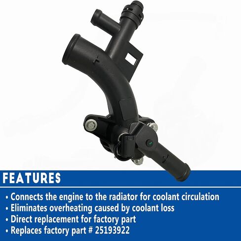 Engine Coolant Housing Water Outlet fit for 11-16 Chevy Cruze, 12-20 Sonic, 15-20 Trax, 13-21 Encore Replaces 25193922, 15-11105, 902-846, 55565334, 1511105, 902846 | with Hoses in Saudi Arabia