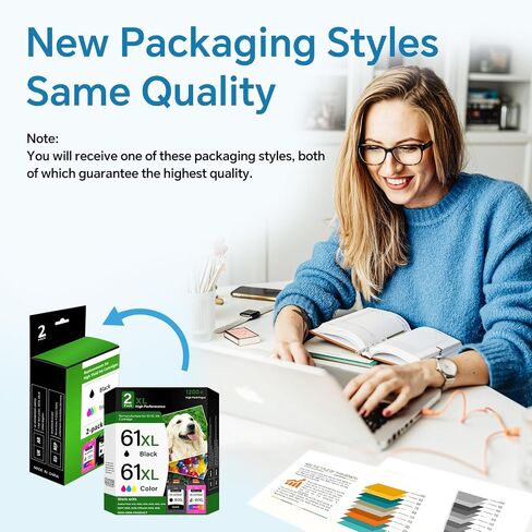 خراطيش حبر 61XL باللون الأسود واللون لحزمة حبر HP 61 - بديلة لخرطوشة حبر HP Ink 61 XL عالية الإنتاجية تناسب HP Envy 4500 5530 4502 DeskJet 2540 2050 1050 OfficeJet 4630 2620 Printer-2Pack in Kuwait