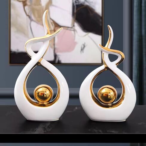 ELEGANTZ Abstract Art Ceramic Statues – Modern Shelf Decorations – Centerpiece Luxury Table Decorations for Living Room, Coffee Table, Office – Elegant Home Decorations - Ornaments for Home Decor in Saudi Arabia