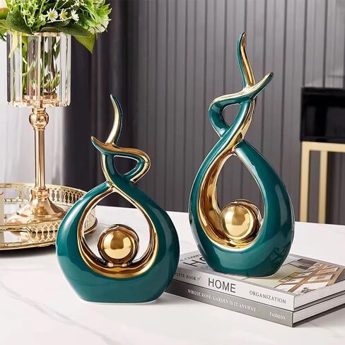 ELEGANTZ Abstract Art Ceramic Statues – Modern Shelf Decorations – Centerpiece Luxury Table Decorations for Living Room, Coffee Table, Office – Elegant Home Decorations - Ornaments for Home Decor in Saudi Arabia