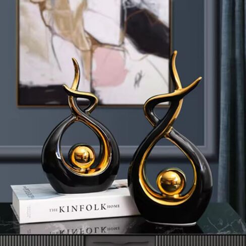 ELEGANTZ Abstract Art Ceramic Statues – Modern Shelf Decorations – Centerpiece Luxury Table Decorations for Living Room, Coffee Table, Office – Elegant Home Decorations - Ornaments for Home Decor in Saudi Arabia