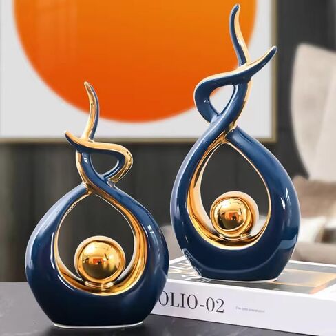 ELEGANTZ Abstract Art Ceramic Statues – Modern Shelf Decorations – Centerpiece Luxury Table Decorations for Living Room, Coffee Table, Office – Elegant Home Decorations - Ornaments for Home Decor in Saudi Arabia