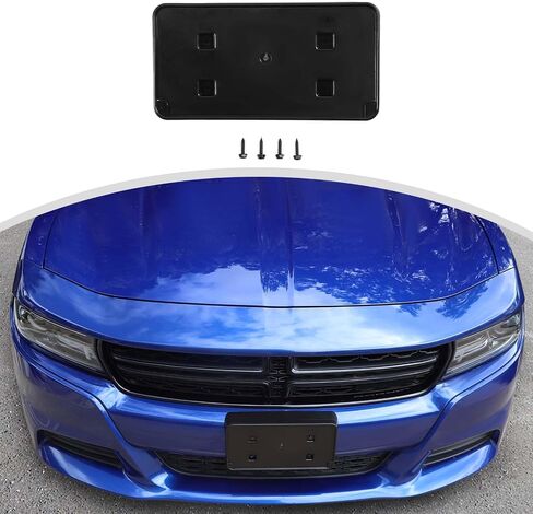 CheroCar Fit for 2015-2025 Dodge Charger Front License Plate Mount Holder Bracket Frame Number Plate Holder Registration Plate Frame Exterior Accessories ABS Black in Kuwait