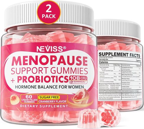 Sugar Free Menopause Supplement Filled Gummies for Women, Menopause Probiotics Hormone Balance Gummies with Ashwagandha, Dong Quai & Black Cohosh for Hot Flashes, Night Sweats, Mood Swings, Gut Health in Saudi Arabia