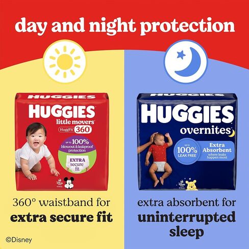 Huggies Size 7 Baby Diapers, Little Movers HuggFit 360° Baby Diapers with 360° Waistband, Size 7 (41+ lbs), 44 Count, Packaging May Vary in Saudi Arabia