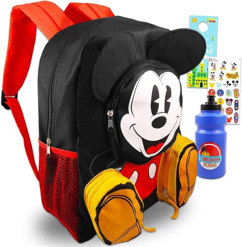 حقيبة ظهر Disney Mickey Mouse للأولاد - حزمة مع 16 حقيبة ظهر مدرسية مع زجاجة ماء ، ملصقات ، المزيد | حقيبة مدرسة ميكي للأطفال in Saudi Arabia