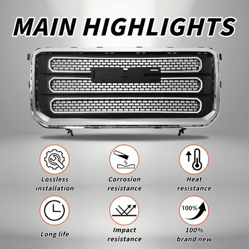 PENSUN Front Bumper Upper Grille Compatible with GMC Acadia – OEM Style Car Grille Assembly – Direct Front Grill Replacement Upgrade(2020-2023) in Saudi Arabia