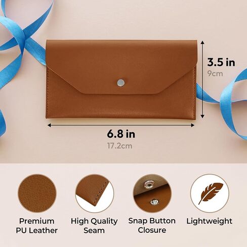 Carrotez Money Envelopes for Cash (PU Leather) Reusable Cash Envelope Wallet for Travel and Budgeting, 1 ea, No Letter Engraving - Black in Saudi Arabia