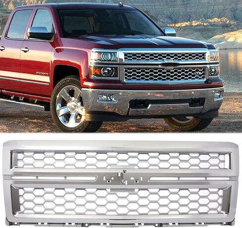 مجموعة الشبكة الأمامية Karpal متوافقة مع استبدال Chevy Silverado 2500HD 3500HD Chrome لـ 84107004 in Kuwait