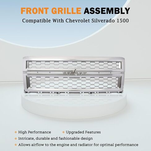 مجموعة الشبكة الأمامية Karpal متوافقة مع استبدال Chevy Silverado 2500HD 3500HD Chrome لـ 84107004 in Kuwait