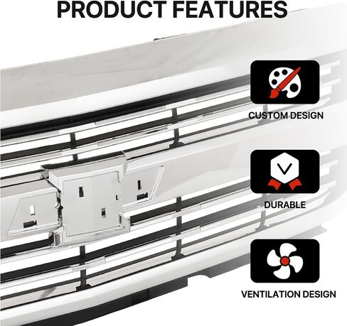 مجموعة الشبكة الأمامية Karpal متوافقة مع استبدال Chevy Silverado 2500HD 3500HD Chrome لـ 84107004 in Kuwait