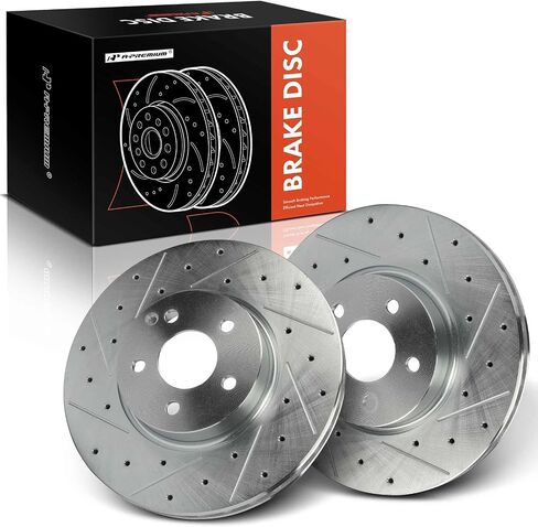 A-Premium 12.68 inch (322mm) Front Drilled and Slotted Disc Brake Rotors Compatible with Select Benz Models - C280 2008-2009, C300 2008-2011 2013-2014, C350, E250, E350, E400, SLC300, 2-PC Set in Saudi Arabia