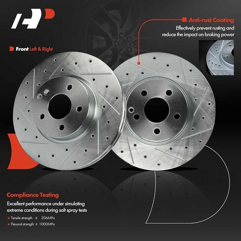 A-Premium 12.68 inch (322mm) Front Drilled and Slotted Disc Brake Rotors Compatible with Select Benz Models - C280 2008-2009, C300 2008-2011 2013-2014, C350, E250, E350, E400, SLC300, 2-PC Set in Saudi Arabia