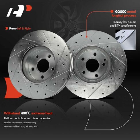 A-Premium 12.68 inch (322mm) Front Drilled and Slotted Disc Brake Rotors Compatible with Select Benz Models - C280 2008-2009, C300 2008-2011 2013-2014, C350, E250, E350, E400, SLC300, 2-PC Set in Saudi Arabia