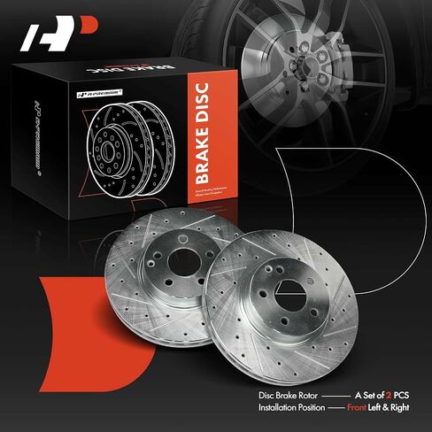 A-Premium 12.68 inch (322mm) Front Drilled and Slotted Disc Brake Rotors Compatible with Select Benz Models - C280 2008-2009, C300 2008-2011 2013-2014, C350, E250, E350, E400, SLC300, 2-PC Set in Saudi Arabia