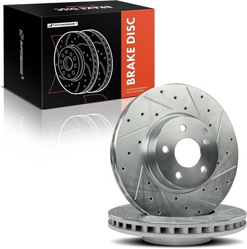 A-Premium 12.68 inch (322mm) Front Drilled and Slotted Disc Brake Rotors Compatible with Select Benz Models - C280 2008-2009, C300 2008-2011 2013-2014, C350, E250, E350, E400, SLC300, 2-PC Set in Saudi Arabia