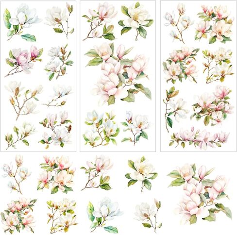 3 Sheet Vintage Birds Flowers Rub on Transfers Magnolia Flower Rub on Transfers for Crafts Furniture Classic Birds Flowering Branch for Home Office Garden Door Wood DIY Craft 11.8"* 5.9" in Kuwait