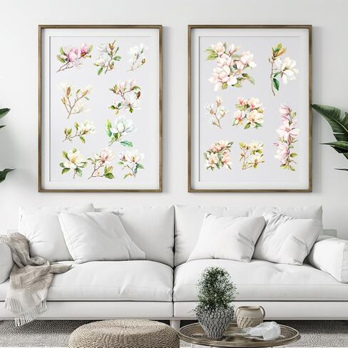 3 Sheet Vintage Birds Flowers Rub on Transfers Magnolia Flower Rub on Transfers for Crafts Furniture Classic Birds Flowering Branch for Home Office Garden Door Wood DIY Craft 11.8"* 5.9" in Kuwait