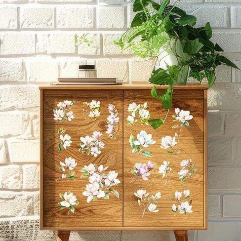 3 Sheet Vintage Birds Flowers Rub on Transfers Magnolia Flower Rub on Transfers for Crafts Furniture Classic Birds Flowering Branch for Home Office Garden Door Wood DIY Craft 11.8"* 5.9" in Kuwait